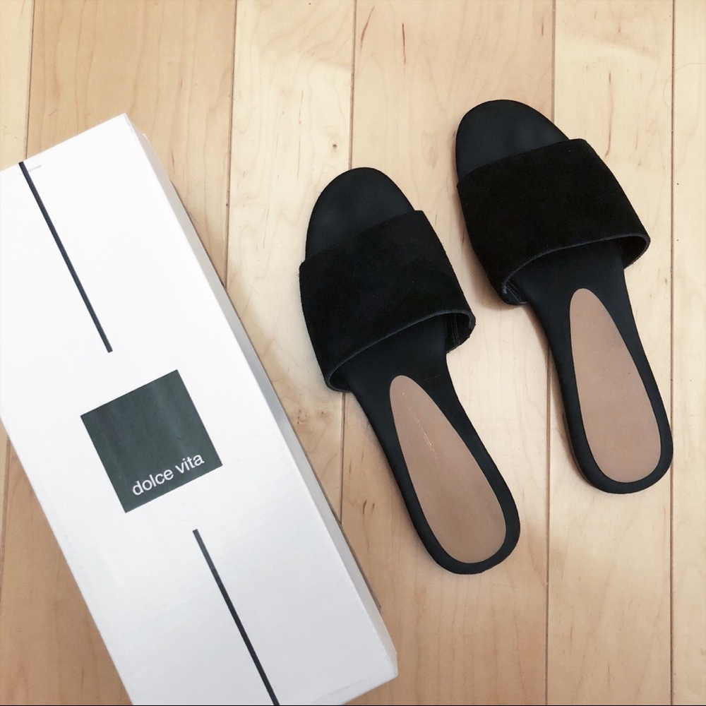 Dolce Vita Black Suede Doll Slides